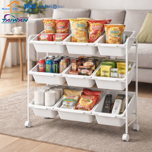 IMade in Taiwan ISO9001 BSCI 9-Bin Rolling Toy Storage <b>Trolley</b> Multifunctional Organizer for Home - Product Image 6