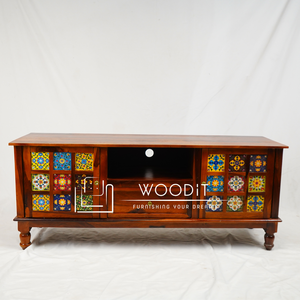 Nouveau Meuble TV Moderne en Bois Massif Sculpté 2026 avec Fonction de Rangement pour Salon, Chambre et Hôtels - Product Image 1