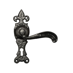 Manija de Puerta Moderna de Hierro Fundido Maleable para Dormitorio y Hotel con Diseño Fleur De Lis, Palanca de Entrada Derecha, Fácil Instalación - Product Image 2