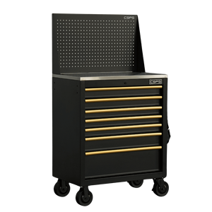 Armoire à outils en acier thermolaqué à 7 tiroirs de 76 cm avec poignées dorées, serrure à clé durable OEM, garantie de 2 ans, pour usage familial et de rangement - Product Image 4