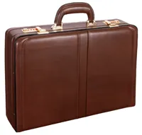 Porte-documents classique en cuir véritable marron pour homme, cuir pleine fleur de qualité supérieure, design élégant et professionnel