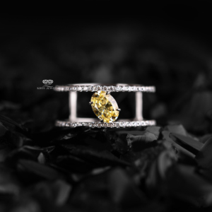 Yellow Lab Grown Diamond <b>Open</b> Band <b>Ring</b> 14K Gold Double Row Pave Bridal Wedding Statement Luxury Jewelry Manufacturer Supplier - Product Image 1