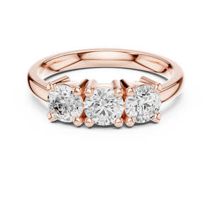 Anillo de compromiso y boda de tres piedras con diamante cultivado en laboratorio de corte brillante redondo DEF VVS VS de Aries Jewel, oro sólido de 14K, HPHT CVD - Product Image 5