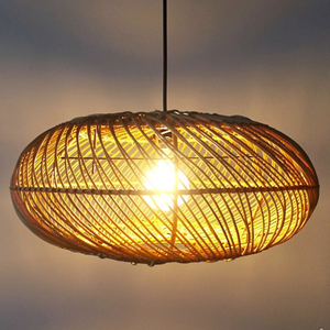 Handwoven Rattan Pendant Light Natural Brown Woven <b>Lampshade</b> Modern Indoor Hanging Lamp Decor - Product Image 5