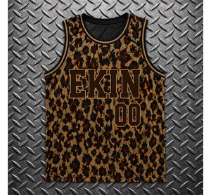 Maillot de basket-ball unisexe personnalisé 2025, motif léopard 3D marron doré, respirant, 100% polyester, design rétro, impression numérique, Laker - Product Image 1