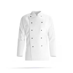 High Quality Breathable Waterproof White Chef Coat Unisex Buttons Polycotton Twill Chef <b>Jacket</b> Restaurant <b>Worker</b> Uniform Made - Product Image 2