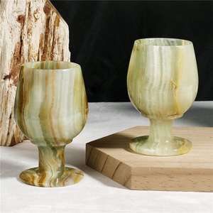 Verre à vin en onyx, patchwork, design en pierre fait main de luxe, vaisselle décorative pour la maison, le bar, l'hôtel, la salle à manger - Product Image 2