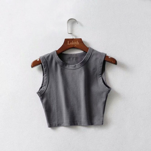 Top Corto Deportivo para Mujer, Estilo Yoga, Sin Costuras, Tejido, Sin Mangas, Casual, de Poliéster/Algodón, Secado Rápido - Product Image 6