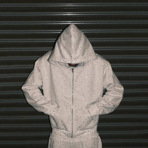 OEM Full Custom Streetwear Vintage Distressed Fade Rhinestone Hoodie Men <b>Jacket</b> with 100% Cotton Fleece Fabric <b>Denim</b> Full Zip up - Product Image 5