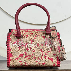 Sacs de voyage unisexes en cuir floral gravé style vintage, sacs fourre-tout moyens, sacs à bandoulière, sacs à main Speedy pour femmes - Product Image 5
