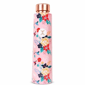 Floral Design Metal <b>Water</b> <b>Bottle</b> <b>Pink</b> With Birds And Flowers Portable Travel Drinkware Double Wall Insulated - Product Image 2