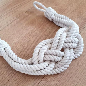 White Rope Curtain Tieback – Cotton Knot Curtain Holdback – Decorative Drapery <b>Tie</b> <b>Back</b> - Product Image 1