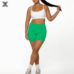 Shorts Deportivos Ajustados de Cintura Alta con Banda Elástica Azul Sólido para Mujer, para Gimnasio, Fitness y Entrenamiento - Product Image 5