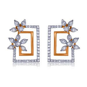 Elegant Rose Gold and <b>Silver</b> Plated Floral Square <b>Stud</b> Earrings for Women Brilliant CZ Stone Geometric Designer Earrings - Product Image 1