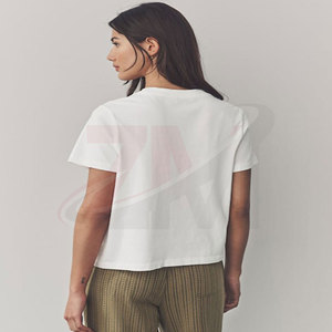 Camiseta Blanca de Cuello Redondo para Mujer, Manga Corta, Bordado con Letras, Informal, 100% Algodón, Primavera Verano - Product Image 2