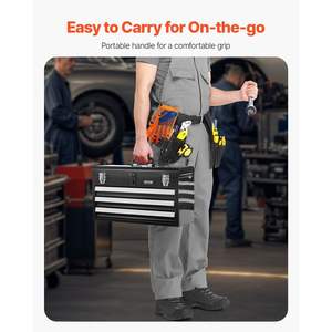 Caja de herramientas de metal portátil de 20,5 pulgadas con 3 cajones Organizador de herramientas negro - Product Image 5