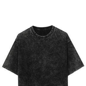 เสื้อยืดผู้ชายคอโอ แขนสั้น ผ้าฝ้ายถัก 100% ทรงโอเวอร์ไซส์ ลุควินเทจ ซักย้อมสีแบบแอซิดวอชและสโตนวอช เนื้อผ้าหนา ดีไซน์ทำเก่า - Product Image 2