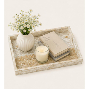 Plateau de service rectangulaire artisanal en mosaïque de nacre avec incrustation d'écaillage de poisson, plateau décoratif ottoman de luxe, vente en gros, meilleur prix - Product Image 4