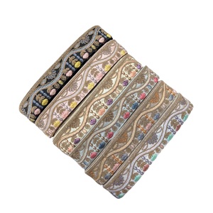 2026 Handmade Cotton Embroidered <b>Beaded</b> Lace <b>Trims</b> with Sequins for Dresses Wholesale From India for Neck Decoration - Product Image 1