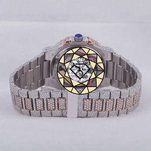 Reloj de Pulsera para Mujer de Acero Inoxidable con Diamantes de Laboratorio, Movimiento de Cuarzo Analógico, Caja Redonda, Cristal de Zafiro, Brazalete con Cierre Plegable - Product Image 3