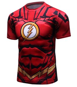 Camiseta de Compresión Deportiva Unisex Roja de Manga Larga, Secado Rápido, Transpirable, Estampada, de Poliéster/Nailon, Disfraz de Superhéroe para Adultos - Product Image 3