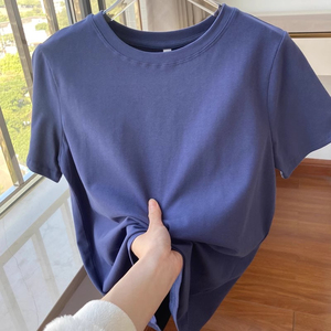 T-shirts pour hommes, surdimensionnés, en spandex/polyester, col rond, respirants, décontractés, manches courtes, grande taille, tissu tricoté, uni - Product Image 4