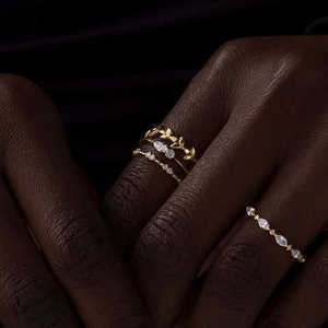 ZAWO HOUSE <b>925</b> Sterling <b>Silver</b> Unisex Vintage Pear Moissanite Engagement <b>Ring</b> Freshwater Pearl Gold Plating Luxury Pave Setting - Product Image 5