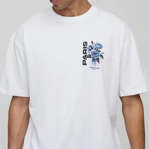 เสื้อยืดโอเวอร์ไซส์ทรงบ็อกซี่ แขนสั้น ปักลาย ผ้าคอตตอนหนา สไตล์ลำลอง สตรีทแวร์ ทรงหลวมสำหรับผู้ชาย - Product Image 2