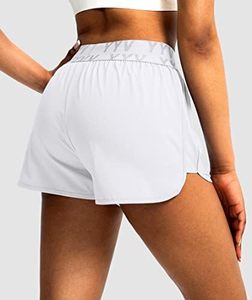 Women Athletic Shorts Quick Dry Fabric <b>Elastic</b> Waist Side Slit Zipper Pocket Lightweight Gym Fitness Shorts by TANAZAINRA - Product Image 2