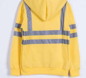 Sweat-shirt unisexe haute visibilité personnalisé en polyester ripstop, jaune fluorescent bicolore, réfléchissant et sérigraphié, pour la vente en gros - Product Image 3