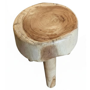 Tabouret rustique en rondins de bois de Suar naturel, fait main, écologique, durable, pour salon et jardin moderne - Product Image 2