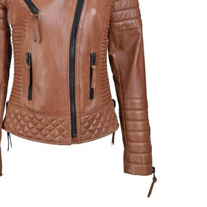 Women's Motorbike Jacket in Solid Color Zipper Style Genuine Leather Plus Size Reasonable Prices Fashion Motorcycle Jackets - Product Image 3