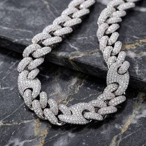 Cadena cubana de lujo con diamantes de moissanita, collar de plata 925, estilo hip hop, cadena con incrustaciones de diamantes, joyería para hombre, disponible para la venta. - Product Image 1