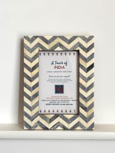 Handcrafted Camel Bone Wood Inlay Photo <b>Frame</b> Ribbed Cream with Aged Inlay <b>Picture</b> <b>Frame</b> For Display - Product Image 2