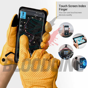 Breathable black leather motorcycle Four seasons sporty cycling mittens Unlined sporty black cycling <b>gloves</b> - Product Image 3