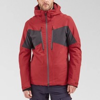 Veste d'hiver pour homme imperméable 10 000 mm, doublée, en polyamide, softshell, à capuche, color block, fermeture éclair, coupe droite
