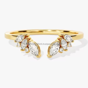 Marquise IGI/GIA Lab Grown Diamond Ring Vintage 14K/18k Gold Wedding/Anillo de compromiso con Pearl Lab Created Jewelry Setting - Product Image 1