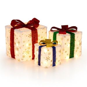 3 Scatole Regalo LED Natalizie Impilabili, Design Robusto e Impermeabile IP65, Accessori per Feste in Plastica per Caminetto, Albero, Portico - Product Image 2