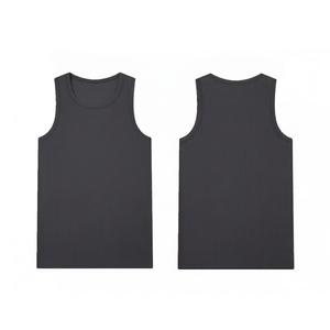 Men's <b>Black</b> Sleeveless <b>Tank</b> <b>Top</b> Solid Color O-Neck Casual <b>Knitted</b> Cotton Gym Workout <b>Top</b> - Product Image 5