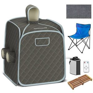 Tenda Sauna Portatile Grigia da 800W per 2 Persone, 9 Livelli di Temperatura fino a 129 Gradi F, 15 Timer da 90 Minuti, Vaporizzatore Antiesplosione da 3L con Coperchio - Product Image 5