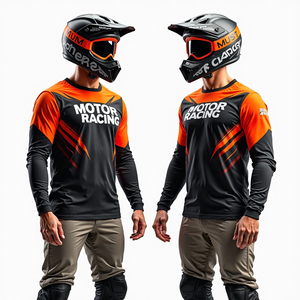 เสื้อเจอร์ซีย์มอเตอร์ไซค์แข่งแบบแขนยาวสำหรับผู้ชาย สีตามสั่ง พิมพ์ลายแบบซับลิเมชั่น แห้งเร็ว เสื้อมอเตอร์ครอส ไซส์ผู้ใหญ่ - Product Image 2