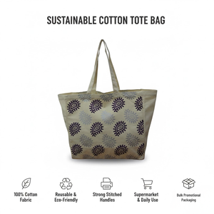 Logo personnalisé classique en coton |   Sac fourre-tout pour femmes, sac de courses pour supermarché avec poignées |   Emballage en vrac avec sac imprimé promotionnel - Product Image 4