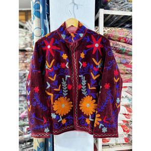 High Quality Premium Floral Embroidered <b>Velvet</b> Cotton <b>Women's</b> Mandarin Collar Full Sleeve Autumn Heated Eco-Friendly <b>Jacket</b> - Product Image 1