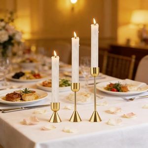 Gold Taper Candle Holders Set of 3 Metal Candlestick Holders for Table Centerpiece Modern Decorative Candle <b>Stands</b> for Christmas - Product Image 2