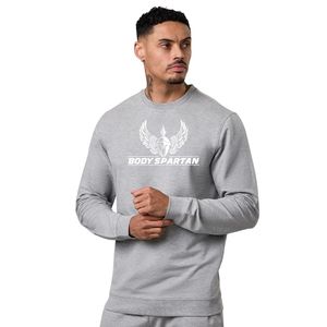 <b>Mens</b> Light <b>Grey</b> Lightweight Crewneck Sweatshirt Casual <b>Fleece</b> Pullover Winter Streetwear Fashion Top - Product Image 1
