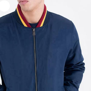 Chaqueta bomber azul marino lisa, chaqueta de vuelo MA1 para hombre, de alta calidad, con cierre de cremallera, corte regular, chaqueta bomber estilo universitario de marca. - Product Image 3