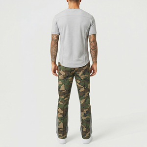 Pantalon de survêtement en molleton camouflage pour homme avec bande latérale, taille élastique, respirant, polyester/coton, décontracté, coupe évasée pour l'extérieur - Product Image 6