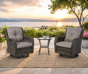 Cozy Modern Patio Conversation Set for 1 Durable Rattan Chairs with Cushions & Elegant Accent <b>Table</b> Warehouse Outdoor Furniture - Product Image 1