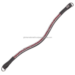 Diseño personalizado 3 filas de cristales multicolores todas las formas negro Inglés Cuero Caballo ceja banda en la mazorca completa sobre el tamaño - Product Image 1