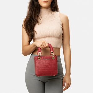 Sac fourre-tout mini pour femme motif crocodile en cuir organique, fermeture ouverte, poignée supérieure carrée, logo personnalisé, idéal pour fêtes et mariages - HINDVANTA GLOBAL - Product Image 6